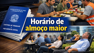 Lei garante mais 30 minutos extras a 1 hora de almoço