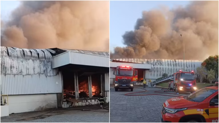Incêndio atinge fábrica da AMC Têxtil, um dos maiores conglomerados de moda do país em Itajaí 