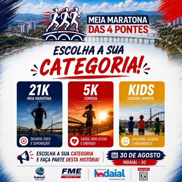 Meia Maratona das 4 Pontes abre inscrições em Indaial